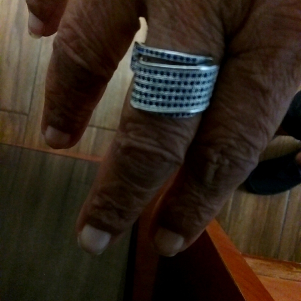 925 STERLING SLIVER SAPPHIRE AND CRYSTAL ACCENTS - Picture 5 of 5